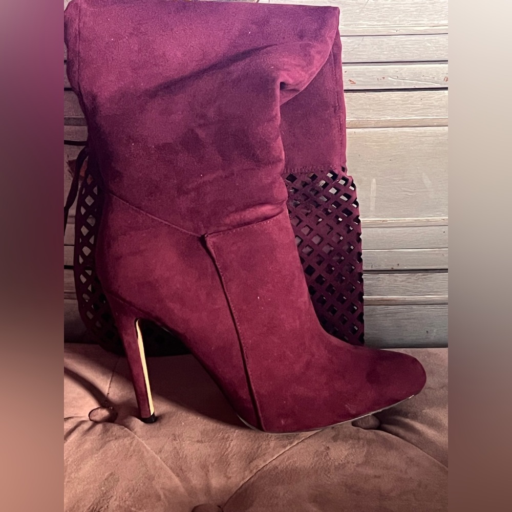 Cranberry Color Over The Knee Boot
